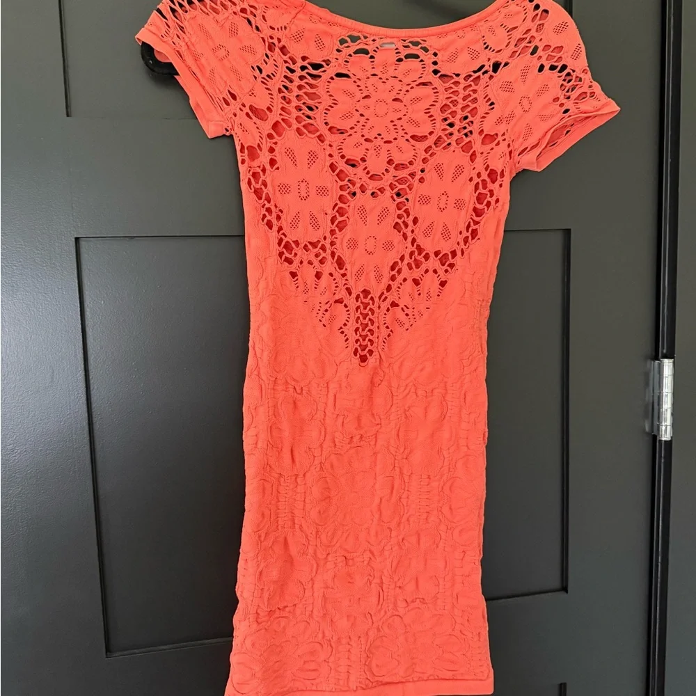 Bebe Vibrant Coral Mini Dress - Picture 3 of 3